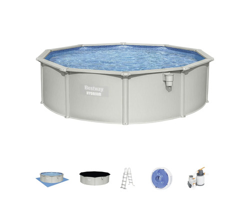 Bestway Hydrium stalen frame zwembad set met ladder, filterpomp, afdekzeil en grondzeil