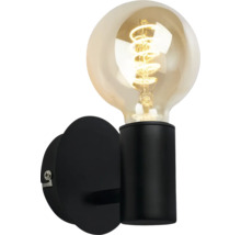 Zwarte wandlamp met decoratieve gloeilamp