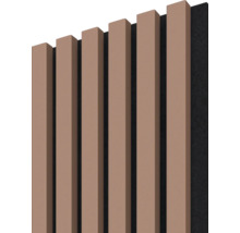 Wandpaneel met houten ribben op vilt