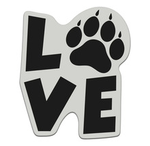 Sticker met de tekst Liefde en een dierenpoot