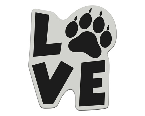 Sticker met de tekst Liefde en een dierenpoot