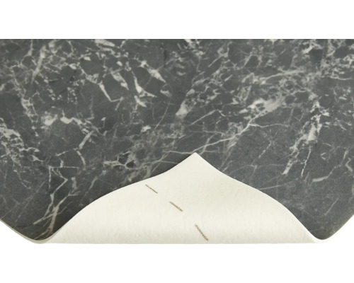 Close-up van een vinyl vloertegel met marmerpatroon.