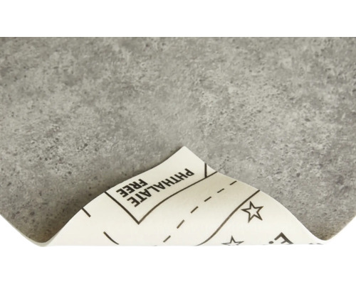 Grijze vinyltegel met de notitie ftalaatvrij