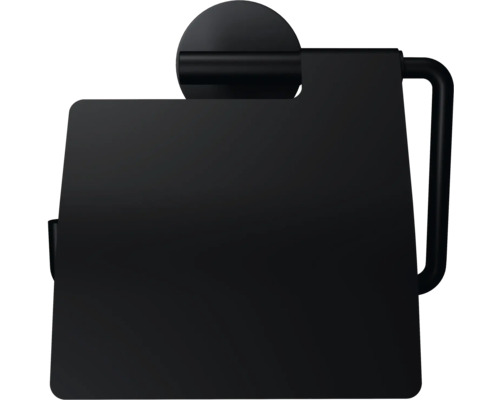 Zwarte toiletpapierhouder met plank