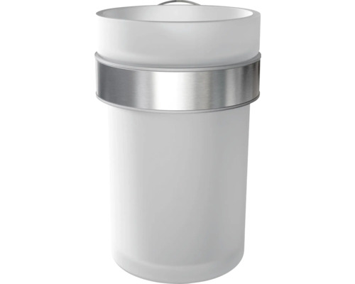 Witte kunststof afvalemmer met metalen element