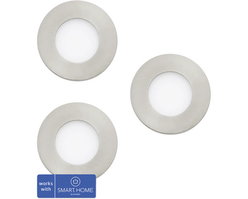 EGLO CROSSLINK.Z LED inbouwspot set Fueva-Z Ø 86 mm CCT nikkel mat, 3 stuks Drie ronde LED-inbouwspots