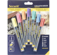 Securit krijtmarker set met zes stiften in verschillende kleuren
