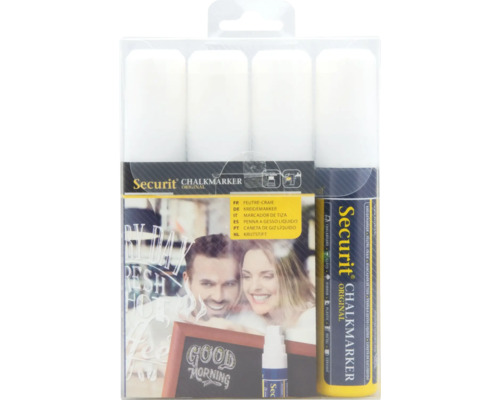 Securit krijtstiftenset met vier stiften en reinigingsfles