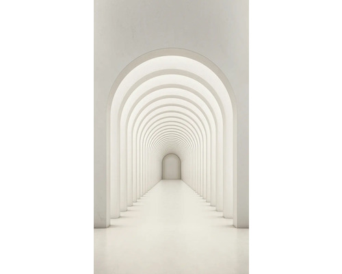 A.S. CRÉATION Fotobehang vlies 38282-1 The Wall tunnel 159x280 cm Interieurfoto van een gang met witte zuilen en bogen