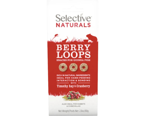 SUPREME Selective Naturals Berry loops caviasnack 80 g Selective Naturals Berry Loops Snacks voor cavia''s verpakking