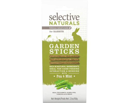 SUPREME Selective Naturals Garden sticks konijnensnack 60 g Selective Naturals Garden Sticks konijnenvoer, erwten- en muntsmaak