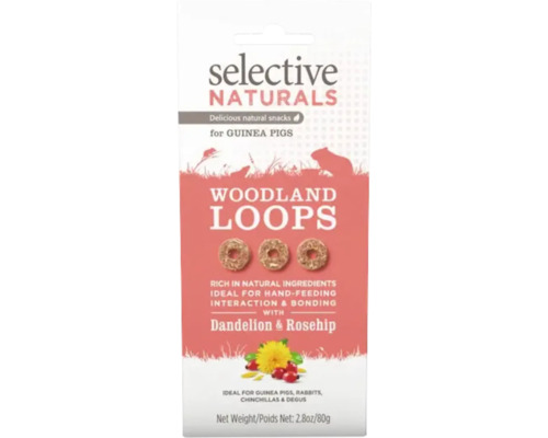 SUPREME Selective Naturals Woodland loops caviasnack 80 g Selective Naturals Woodland Loops voedingssupplement voor cavia''s, 80 gram