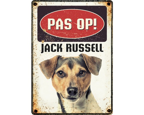 Waakbord blik Jack Russell 21x14,8 cm