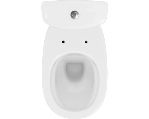 Bovenaanzicht van een toilet met spoelreservoir