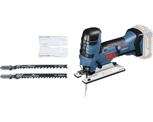 Accu decoupeerzaag met decoupeerzaagbladen en splinterbescherming