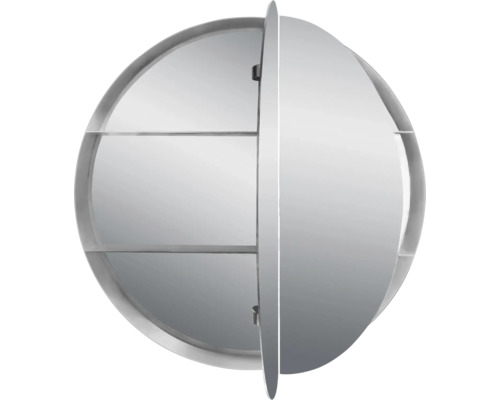 Ronde spiegelkast met legplanken en spiegeldeur voor de badkamer