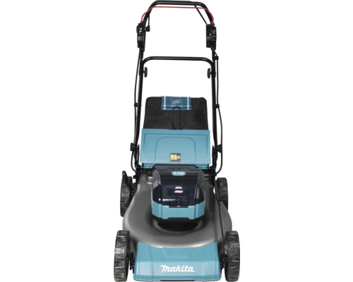 Bovenaanzicht van een Makita accu grasmaaier