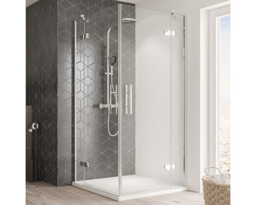 BREUER Douchecabine hoekinstap Avanta chroom 90x80 cm mat glas