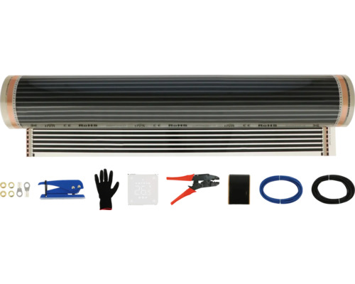 LIVN Infrarood vloerverwarming basic set 10 M2 Set voor elektrische vloerverwarming met verwarmingsmat, kabelschoenen, krimptang, thermostaat en kabel