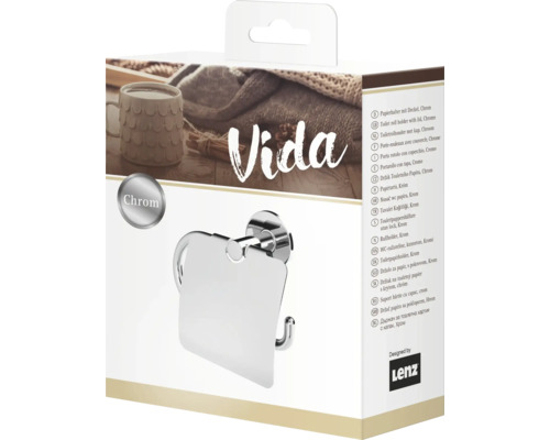 Verpakking van een toiletrolhouder met kap, chroom