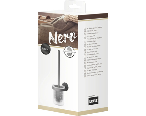 Verpakking van een zwarte toiletborstelgarnituur