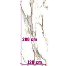 Decoratieve plaat met marmerlook, afmetingen 280 bij 120 centimeter