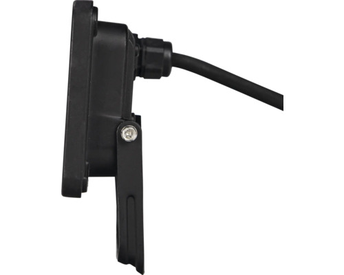 Zijaanzicht van een ledspot met kabel en montagebeugel