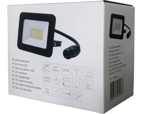 Verpakking van een LED-wandspot met technische gegevens