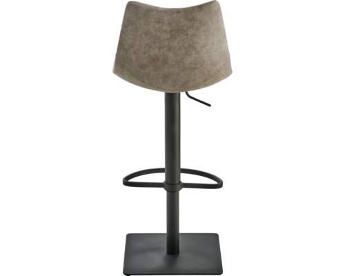 Barkruk met grijze zitting en zwarte metalen voet