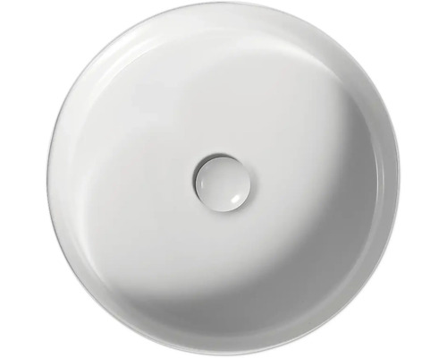 Ronde opzetwastafel van keramiek met afvoerventiel