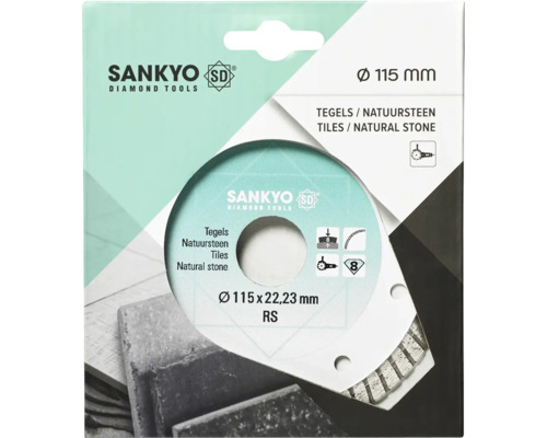 Sankyo diamantdoorslijpschijf met een diameter van 115 millimeter voor tegels en natuursteen