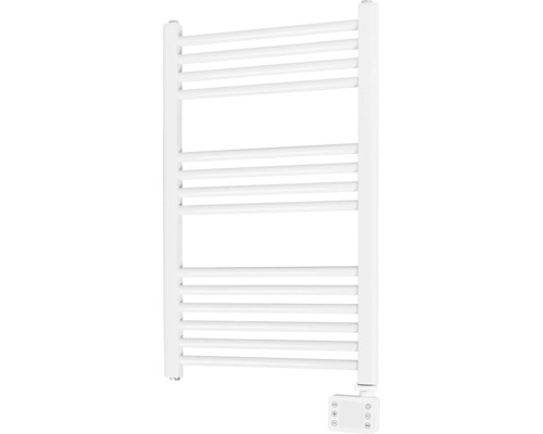 Witte elektrische handdoekradiator voor de badkamer