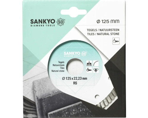 Sankyo doorslijpschijf met een diameter van 125 millimeter voor het snijden van tegels en natuursteen