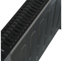 Detailweergave van een zwarte convector