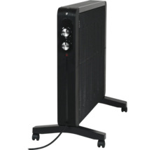 Zwarte olieradiator met wielen en regelaars