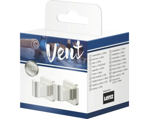 Verpakking met twee handdoekhaken van nikkel