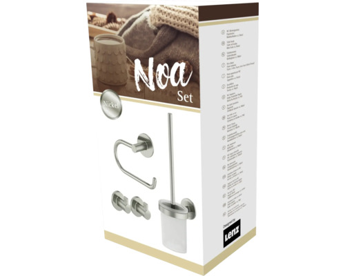 Noa badkamerset met toiletpapierhouder, handdoekhouder en toiletborstel