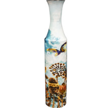 Decoratieve bloemenvaas met vogel- en plantmotieven