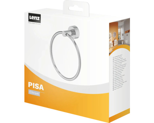 Verpakking van een Lenz Pisa handdoekring chroom