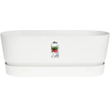 Witte kunststof plantenbak met schotel