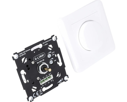 Q-LINK LED dimmer 150 W met druk wisselschakelaar polarwit Q-LINK LED dimmer 150 W met druk wisselschakelaar polarwit
