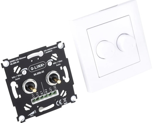 Q-LINK Duo LED dimmer 2x200 W met druk wisselschakelaar polarwit Q-LINK Duo LED dimmer 2x200 W met druk wisselschakelaar polarwit