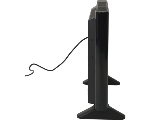 Elektrische radiator met netaansluitkabel in zijaanzicht