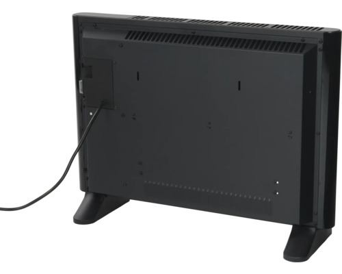 Achterkant van een radiator met stroomkabel