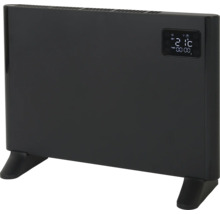 Zwarte convectorkachel met digitaal display voor ruimteverwarming