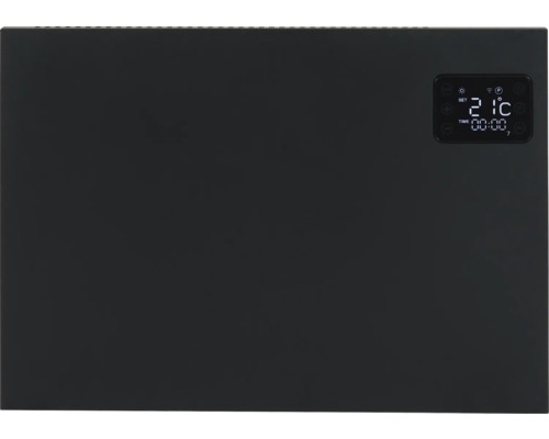 Zwarte radiator met digitaal display