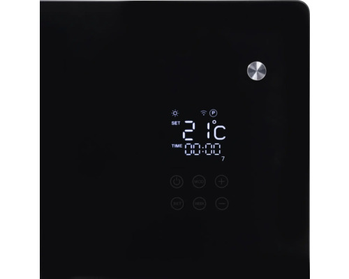 Close-up van een radiatorbediening met digitale temperatuurweergave.