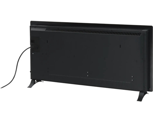 Achterkant van een convectorkachel op voetstuk