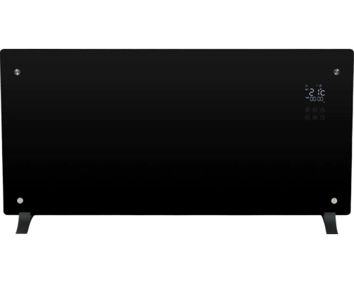 Zwarte glazen radiator met digitaal display