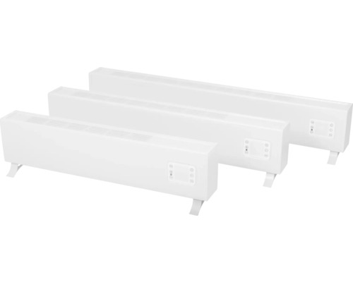 Drie witte elektrische kachels van verschillende grootte